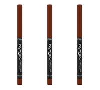 Catrice Plumping Lip Liner, lip pencil, lip liner, mask-proof, smudge-proof, with sharpener, No. 100 Go All-Out, brown, mattifying, matt, vegan, waterproof, pack of 3 (3 x 0.35g)