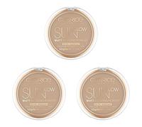 Catrice Sun Glow Matt Bronzing Powder, bronzing powder, waterproof, No. 035 Universal Bronze, brown, for combination skin, for blemished skin, vegan, pack of 3 (3 x 9.5g)