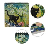 Cats 2026 Calendar - Van Go-gh-Style, Art History Cat-Themed Monthly Calendar, Spiral Bound Wall Planner for Home, Living Room, Study Room, Office