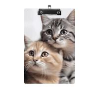 Cats Acrylic Clipboard A4, Durable Smooth Writing Board with Metal Clip, Portable Wall Mountable Document Clip Board for Office Classroom Nurses and Teachers