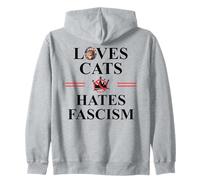 Cats Against Fascism Resist Anti Fascism No Kings Protest Zip Hoodie