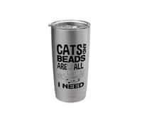 Cats and Beads are All I Need Beadwork Beading Sewing Stitch Stainless Steel Insulated Tumbler