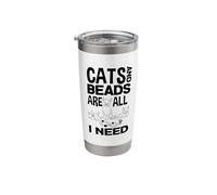 Cats and Beads are All I Need Beadwork Beading Sewing Stitch Stainless Steel Insulated Tumbler