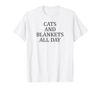 Cats and Blankets All Day Cozy Lazy Value Graphic T-Shirt, Men, White, L