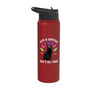 Cats and Crystals That's All I Neee Aesthetic Black Cat Stainless Steel Insulated Water Bottle