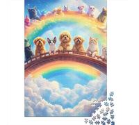 Cats And Dogs Bridge1000 Pieces Cardboard Jigsaw Puzzle Set Adults Kids Family Game Fun Challenging Holiday Activity Housewarming Gift 38x26cm/1000pcs