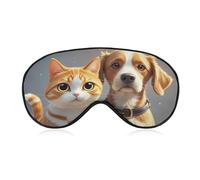Cats and Dogs Sleep Mask Comfort Travel Eye Masks with Adjustable Elastic Strap Soft Funny Block Light Sleep Eye Cover for Side Sleeper for Nap Men Women Gift
