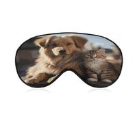 Cats and Dogs Sleep Mask for Side Sleeper Women Men Eye Mask for Sleeping Light Blocking Zero Pressure Breathable Travel Eye Cover Adjustable Soft Night Blindfold