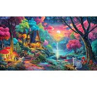 Cats-and-Heart-Shaped-Trees-in-Dreamy-Starry-Sky 1000 Pieces Recycled Paper Jigsaw Puzzle Impossible Hard Difficult Educational Games Great Gift Idea for Adults and Kids Age 12 Years Up 70x50/1000pcs