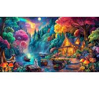 Cats-and-Heart-Shaped-Trees-in-Dreamy-Starry-Sky Recycled Paper Jigsaw Puzzles 1000Pc Educational Games Fun and Challenging Family Game Great Gift Idea for Decompression 70x50/1000pcs
