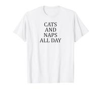 Cats and Naps All Day Napping Lazy Sleeping Value Graphic T-Shirt, Men, White, S