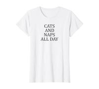 Cats and Naps All Day Napping Lazy Sleeping Value Graphic T-Shirt, Women, White, XL
