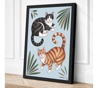 Cats and Palm Leaves Canvas Wall Art Print 30x20 Inch