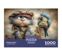 Cats And Parrots 1000 Pieces Jigsaws for Adults Fun, Challenging & Brainteasing Beautiful Home Decoration Art Colorful DIY Craft 70x50cm/1000pcs