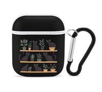 Cats And Plants Funny Headphone Cases Compatible with AirPods 1&2 Hard PC Protective Cover with Keychain