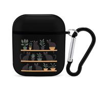 Cats And Plants Funny Headphone Cases Compatible with AirPods 1&2 Hard PC Protective Cover with Keychain