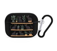 Cats And Plants Funny Headphone Cases Compatible with AirPods Pro Hard PC Protective Cover with Keychain