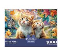 Cats And Rabbit Gardening at Sunset_4 Thousand Piece Two Kittens Painterly Stylecardboard Jigsaw Puzzle Gift for Adults Premium Thick Pieces Birthday Gift Home Decor 38x26cm/1000pcs
