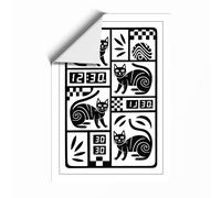Cats and Snails at Noon Geometric Unframed Wall Art Print A3 (42×29.7cm), Wall Decor for Living Room, Bedroom, Office & Home, Art Gift