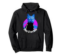 Cats and Techno Music Trippy Rave Funny Cat Vaporwave Pullover Hoodie