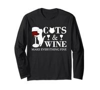 Cats and Wine Cat Wine Glass Long Sleeve T-Shirt