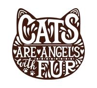 Cats are Angels with Fur Silhouette Lettering Cute Lettering in cat Silhouette Isolated Wall Decals 54.6x56cm Do not Damage The Wall Surface Coffee