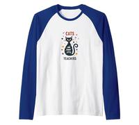 Cats are Furry Little Teachers: Whimsical Pet Wisdom Raglan Baseball Tee, Men, Royal Blue/White, XXL