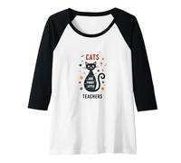 Cats are Furry Little Teachers: Whimsical Pet Wisdom Raglan Baseball Tee, Women, Black/White, S