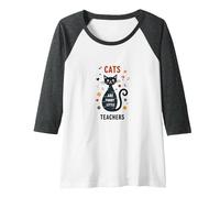 Cats are Furry Little Teachers: Whimsical Pet Wisdom Raglan Baseball Tee, Women, Dark Heather/White, S