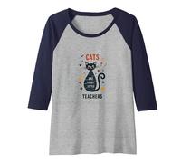 Cats are Furry Little Teachers: Whimsical Pet Wisdom Raglan Baseball Tee, Women, Navy/Athletic Heather, XL