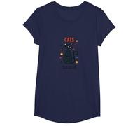 Cats are Furry Little Teachers: Whimsical Pet Wisdom T-Shirt, Girls, Navy, Small