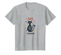 Cats are Furry Little Teachers: Whimsical Pet Wisdom T-Shirt, Kids, Heather Grey, 2 Years