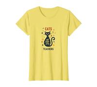 Cats are Furry Little Teachers: Whimsical Pet Wisdom T-Shirt, Women, Lemon, XS