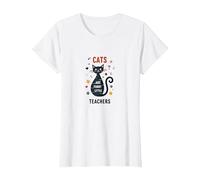 Cats are Furry Little Teachers: Whimsical Pet Wisdom T-Shirt, Women, White, XL