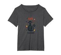 Cats are Furry Little Teachers: Whimsical Pet Wisdom T-Shirt, Women's Plus, Dark Heather Grey, 2X