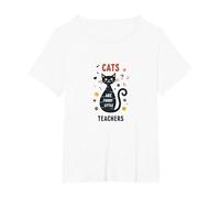 Cats are Furry Little Teachers: Whimsical Pet Wisdom T-Shirt, Women's Plus, White, 1X
