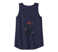 Cats are Furry Little Teachers: Whimsical Pet Wisdom Tank Top, Women, Navy, S