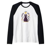 Cats are Life: Adorable Feline Pet Lover Raglan Baseball Tee, Men, Black/White, S