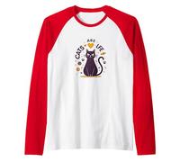 Cats are Life: Adorable Feline Pet Lover Raglan Baseball Tee, Men, Red/White, XXL