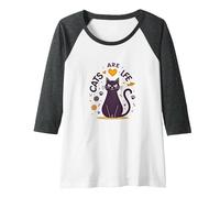 Cats are Life: Adorable Feline Pet Lover Raglan Baseball Tee, Women, Dark Heather/White, XXL