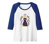 Cats are Life: Adorable Feline Pet Lover Raglan Baseball Tee, Women, Royal Blue/White, XXL