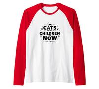 Cats are My Children Now Fur Baby Parent Pet Lover Raglan Baseball Tee, Men, Red/White, M