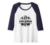 Cats are My Children Now Fur Baby Parent Pet Lover Raglan Baseball Tee, Women, Navy/White, M