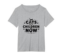 Cats are My Children Now Fur Baby Parent Pet Lover T-Shirt, Women's Plus, Heather Grey, 4X