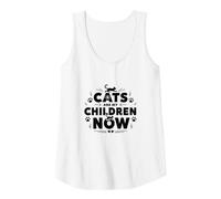 Cats are My Children Now Fur Baby Parent Pet Lover Tank Top, Women, White, XL