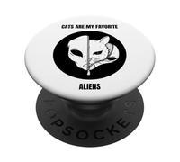 Cats Are My Favorite Aliens (Cat Alien Graphic) PopSockets Adhesive PopGrip