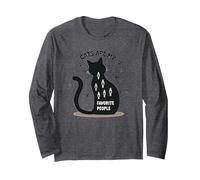 Cats are My Favorite People - Feline Lover Long Sleeve T-Shirt, Adult Unisex, Dark Heather Grey, L