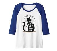 Cats are My Favorite People - Feline Lover Raglan Baseball Tee, Women, Royal Blue/White, M