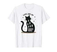 Cats are My Favorite People - Feline Lover T-Shirt, Men, White, L