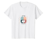 Cats are My Happy Pill - Cute Pet Lover T-Shirt, Kids, White, 12 Years